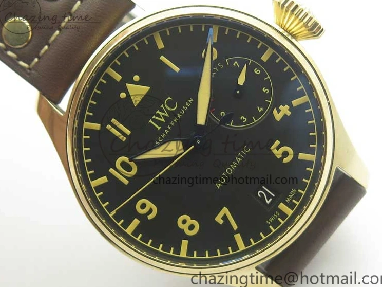 MIROTIME 0311 Big Pilot IW501005 Real Bronze ZF 1:1 Best Edition Black Dial on Brown Leather Strap A Sleek 7192